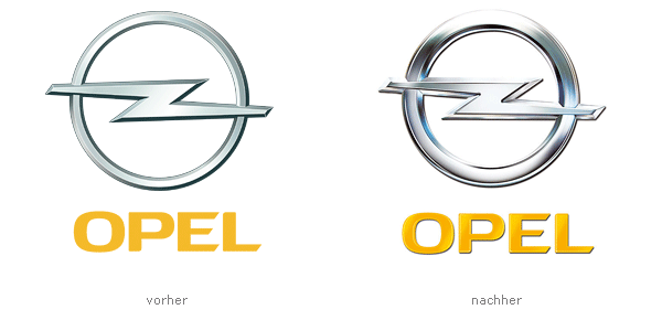 Opel Logo Blitz – vorher und nachher