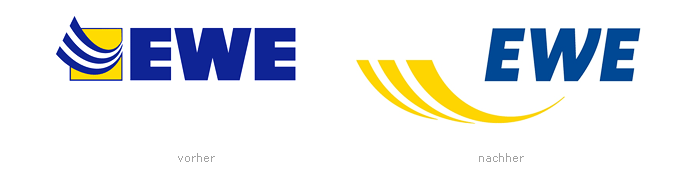 EWE Logo – vorher und nachher