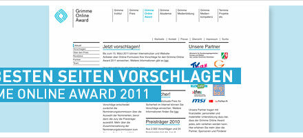 Vorschläge für den Grimme Online Award 2011 einreichen
