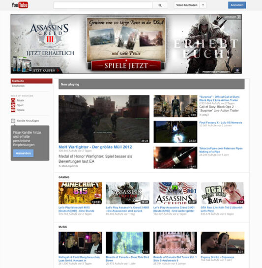 YouTube 2012 Redesign Start