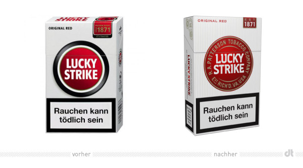 Lucky Strike Verpackung – vorher und nachher