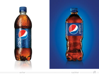 Pepsi Bottle 20 oz – vorher und nachher, Quelle: Pepsi, Bildmontage: dt