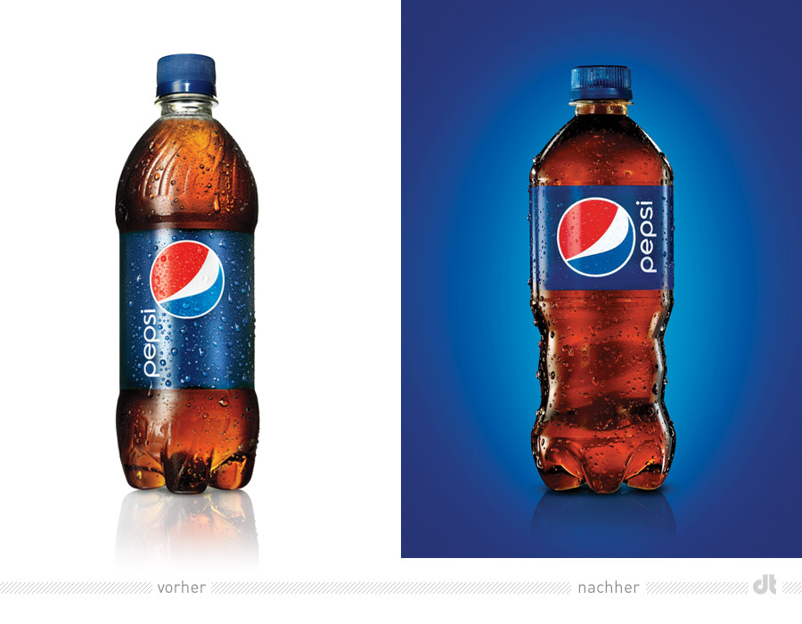 Pepsi Bottle 20 oz – vorher und nachher, Quelle: Pepsi, Bildmontage: dt