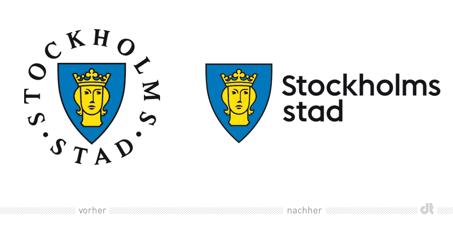 Stockholm Stadtlogo – vorher und nachher