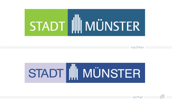 Logo Stadt Münster – vorher und nachher
