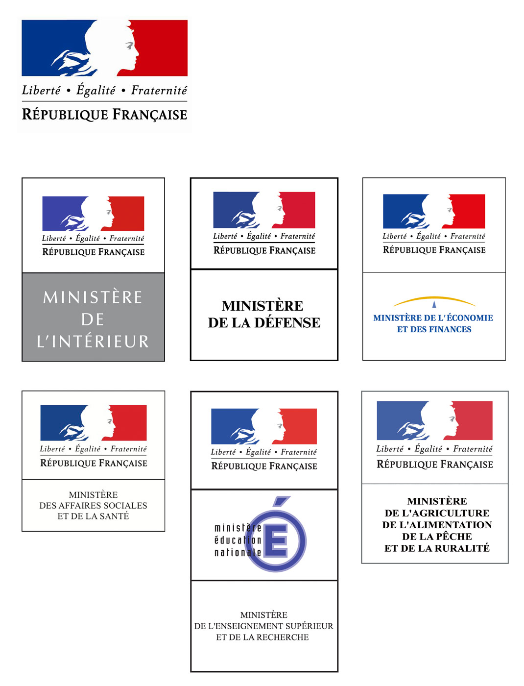 Regierung Frankreich – Logos der Ministerien