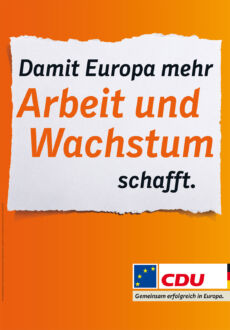 Europawahl 2014 – CDU Plakat Arbeit und Wachstum