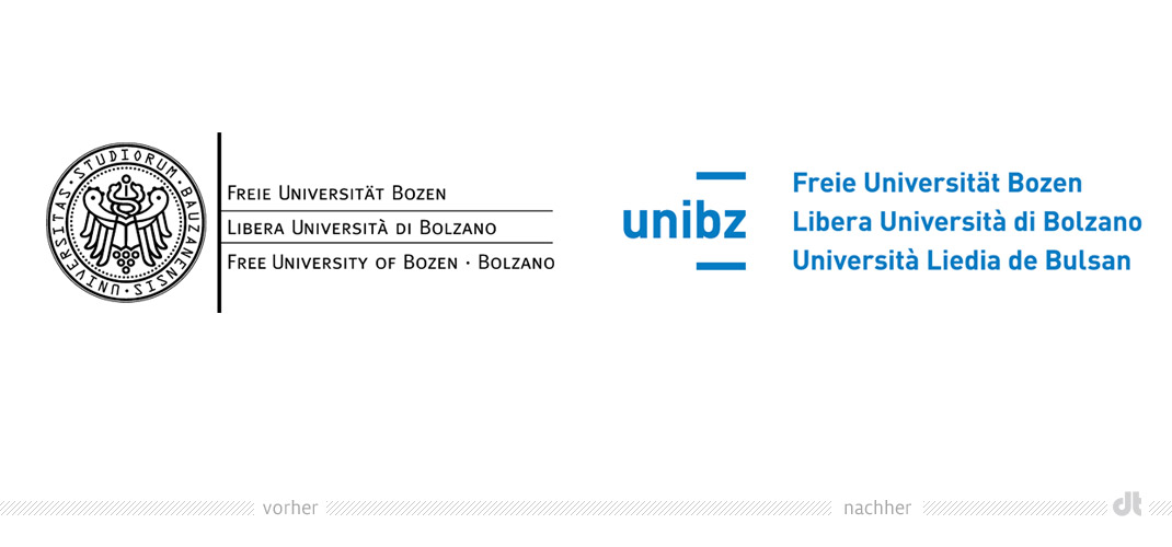 Uni Bozen Logo – vorher und nachher