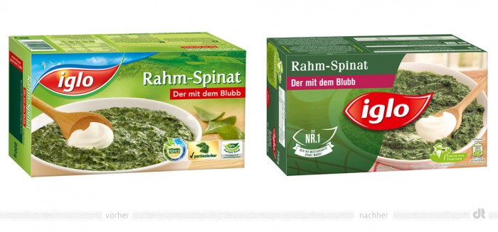 Iglo Rahm-Spinat – vorher und nachher