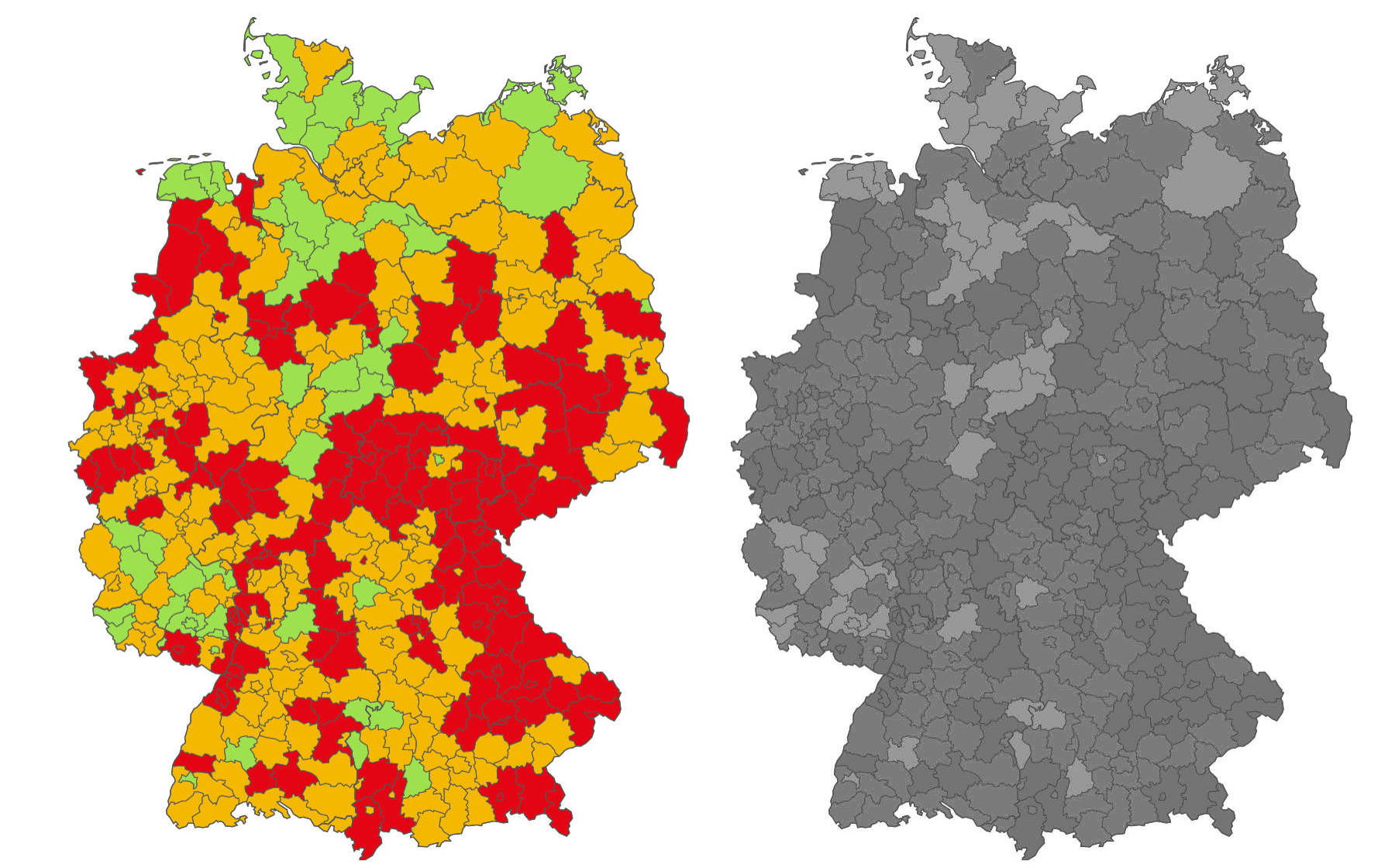 Coronavirus Neuinfektionen Deutschland Karte – BILD Graustufenansicht