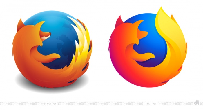 Firefox Logo – vorher und nachher