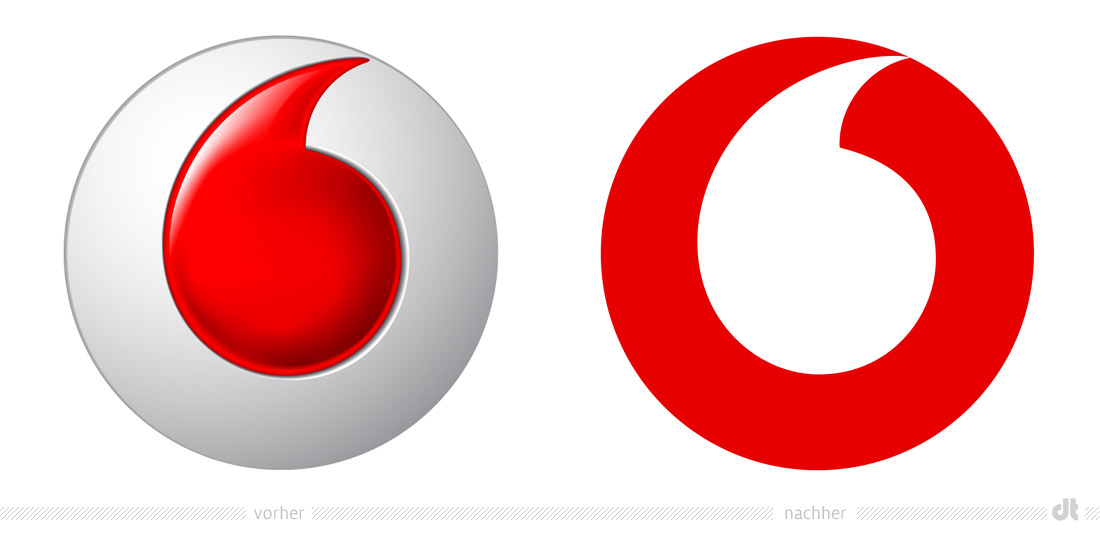 Vodafone Logo – vorher und nachher