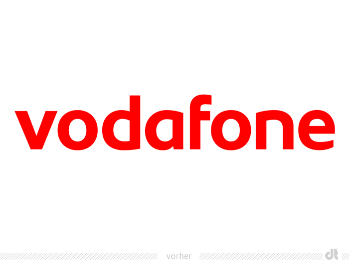 Vodafone Schriftzug – vorher und nachher
