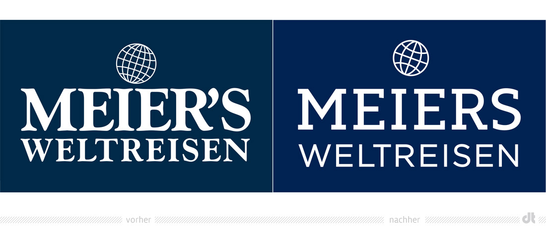 Meiers Weltreisen Logo – vorher und nachher