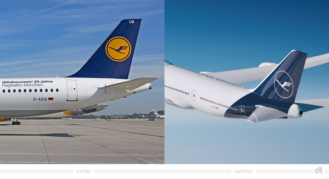 Lufthansa Heckflosse Design – vorher und nachher