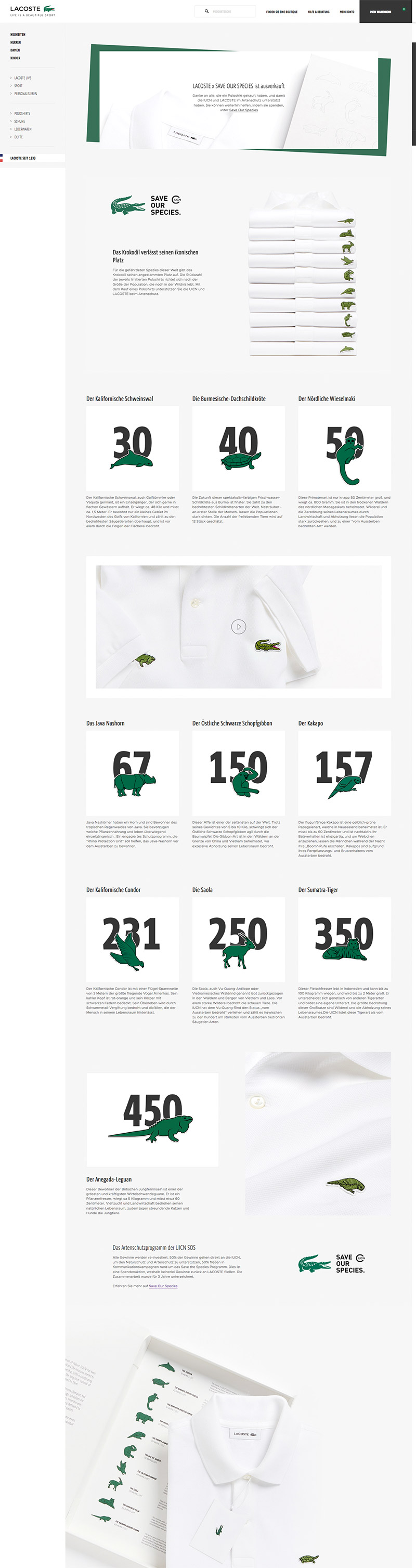 Lacoste Save our Species Website
