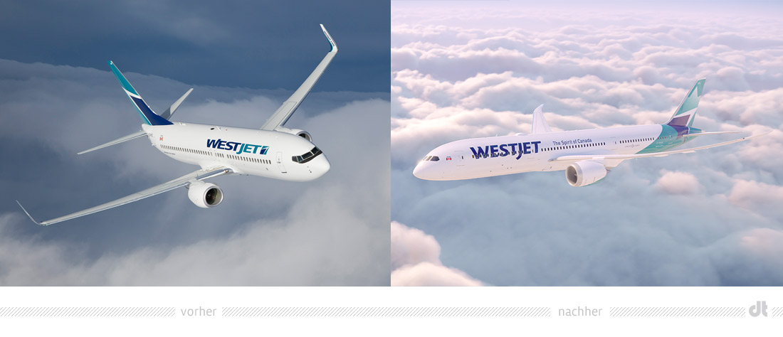 WestJet Livery – vorher und nachher