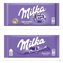 Milka Alpenmilch Tafel – vorher und nachher