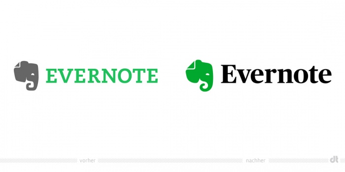 Evernote Logo – vorher und nachher