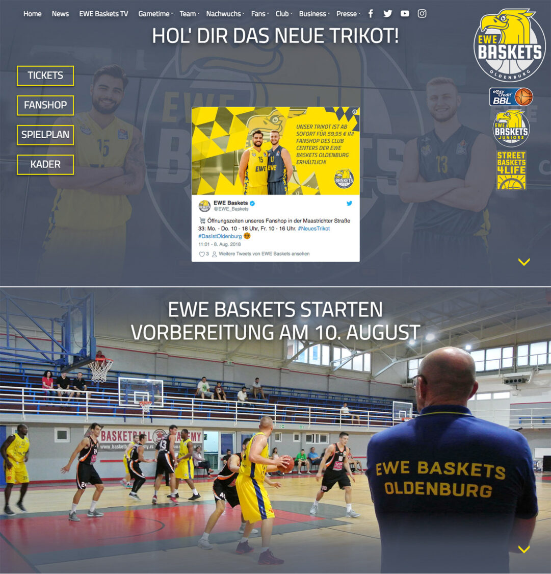EWE Baskets Oldenburg Website