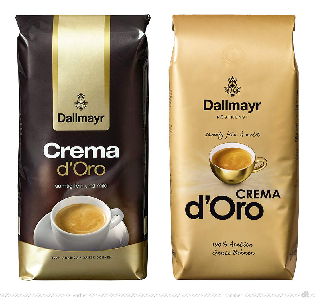 Dallmayr Crema Verpackung – vorher und nachher