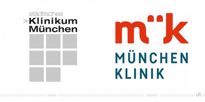 München Klinik Logo – vorher und nachher