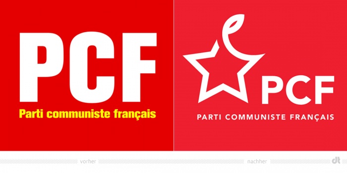 Parti communiste français PCF Logo – vorher und nachher