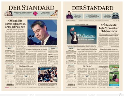 Der Standard Zeitung – vorher und nachher