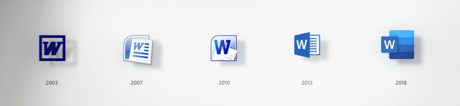 Microsoft Office Icon Evolution, Quelle: Microsoft