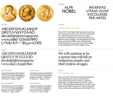 The Nobel Prize – Visual Identity, Alfred Sans, Alfred Serif, Quelle: stockholmdesignlab
