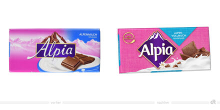 Alpia Schokolade – vorher und nachher
