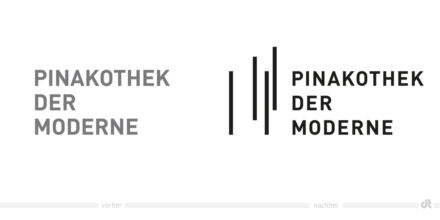 Pinakothek der Moderne Logo – vorher und nachher
