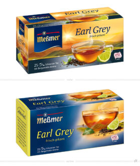 Meßmer Tee Earl Grey Verpackung – vorher und nachher