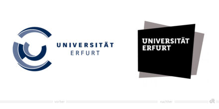 Uni Erfurt Logo – vorher und nachher