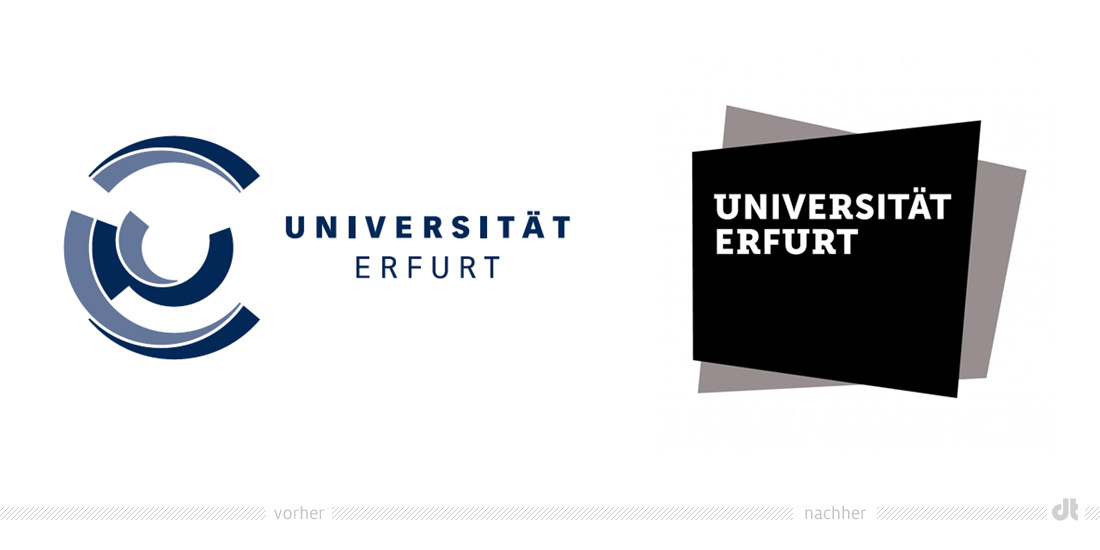 Uni Erfurt Logo – vorher und nachher