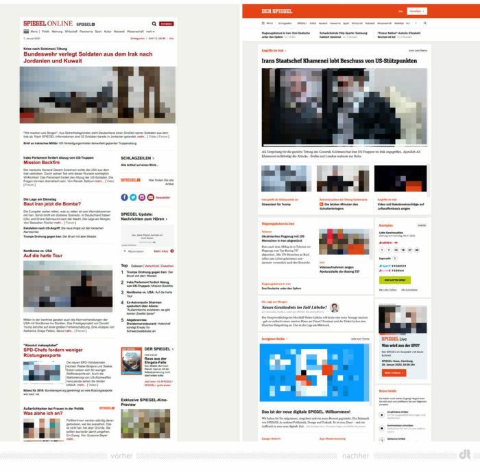 Der Spiegel Website – vorher und nachher