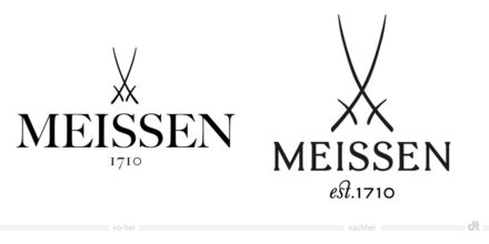 Staatliche Porzellan-Manufaktur Meissen Logo – vorher und nachher