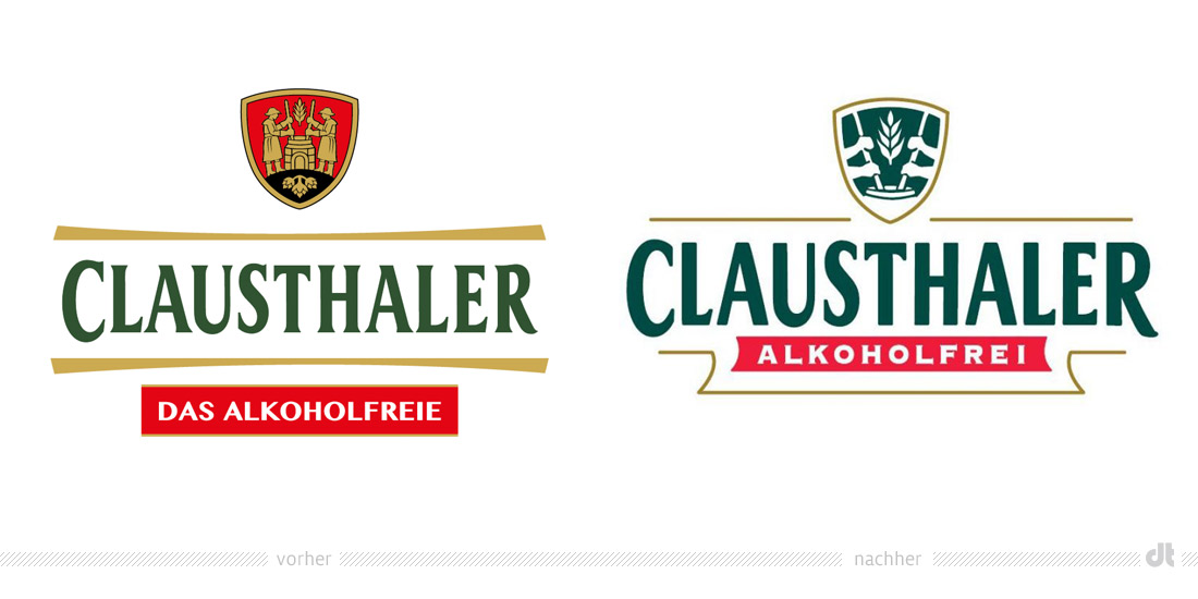 Clausthaler Redesign Logo – vorher und nachher
