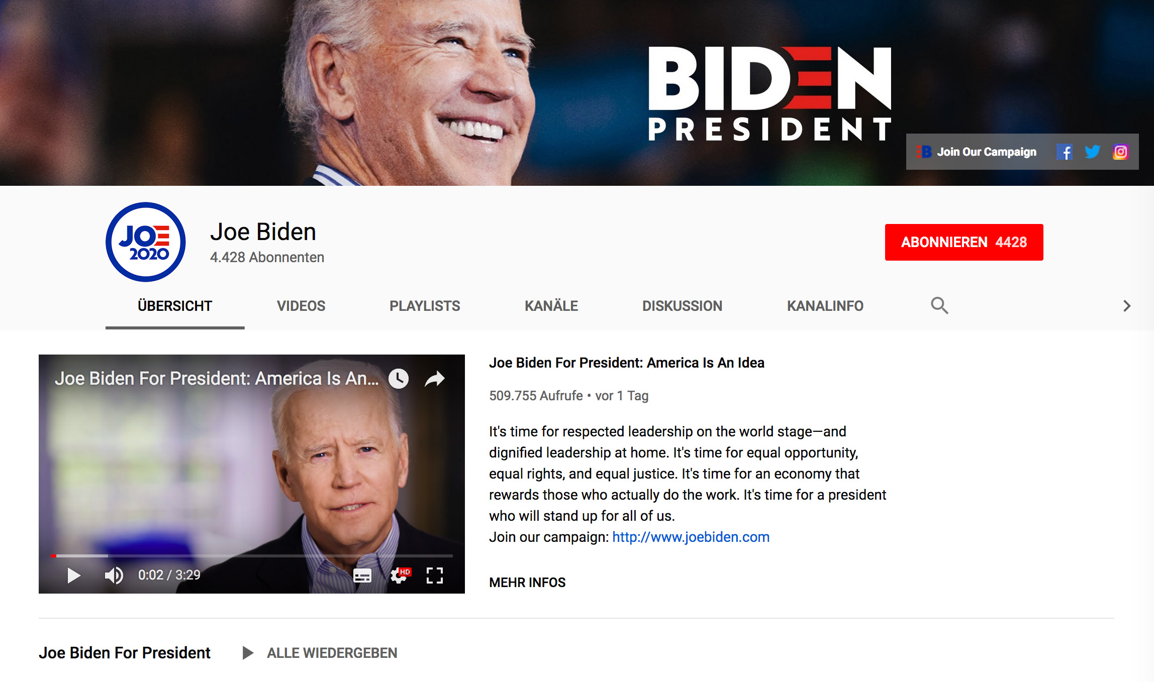 Joe Biden YouTube