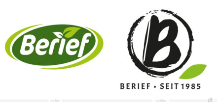 Berief Logo – vorher und nachher, Bild: obs/Berief Food GmbH, Bildmontage: dt