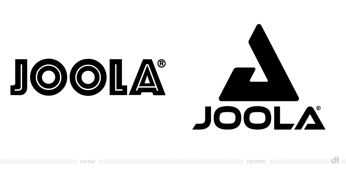 Joola Logo – vorher und nachher, Bildquelle: Joola, Bildmontage: dt