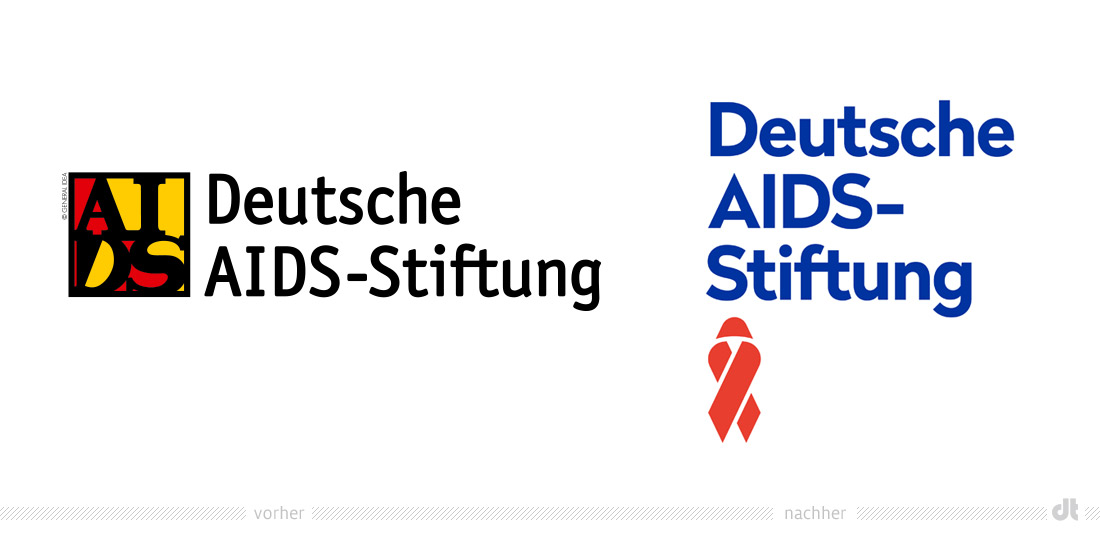 Deutsche AIDS-Stiftung Logo – vorher und nachher, Bildquelle: Deutsche AIDS-Stiftung, Bildmontage: dt