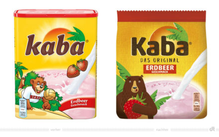 Kaba Erdbeer 400g – vorher und nachher, Bildquelle: Carambar & Co. / REWE, Bildmontage: dt