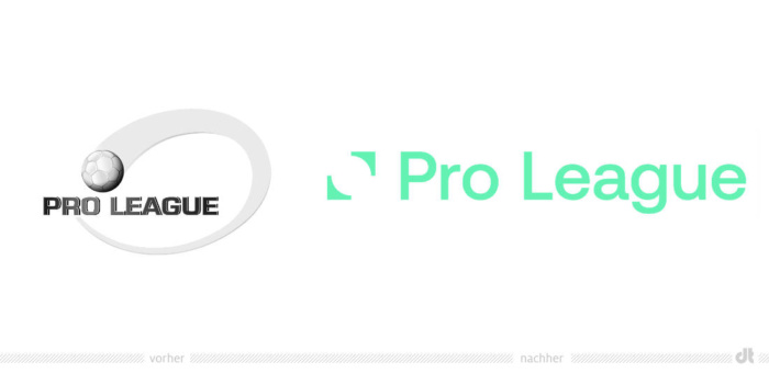Pro League Logo – vorher und nachher, Bildquelle: Pro League, Bildmontage: dt