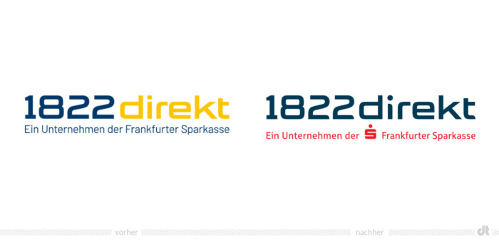 1822direkt Logo – vorher und nachher, Bildquelle: 1822direkt, Bildmontage:dt 