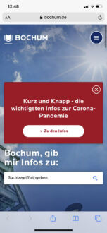 Bochum.de Webauftritt mobil (2020)