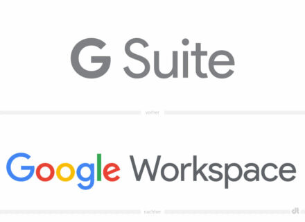 Google Workspace Logo – vorher und nachher, Bildquelle: Google, Bildmontage: dt