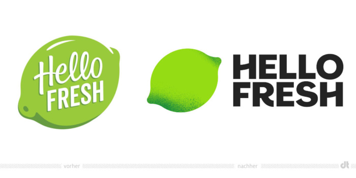 HelloFresh Logo – vorher und nachher, Bildquelle: HelloFresh, Bildmontage: dt