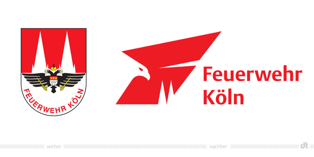 Feuerwehr Köln Logo – vorher und nachher, Bildquelle: Stadt Köln, Bildmontage: dt
