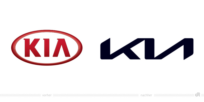 Kia Logo – vorher und nachher, Bildquelle: Kia Motors, Bildmontage: dt